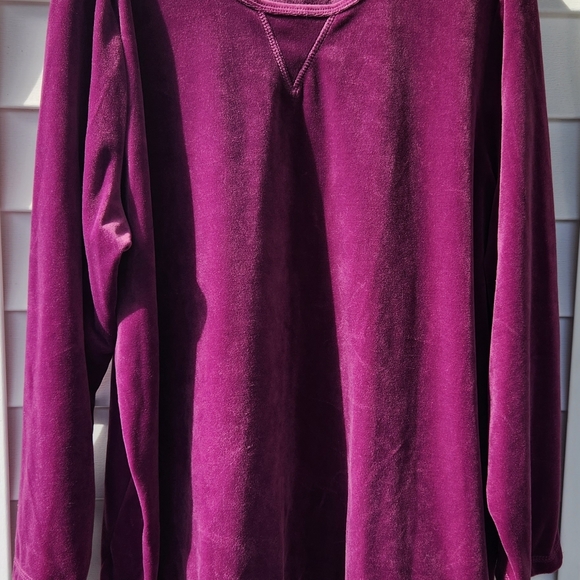 Woman Within Plush Velvet Long Sleeve Top Purple Wine colored Size 1X - Picture 3 of 6